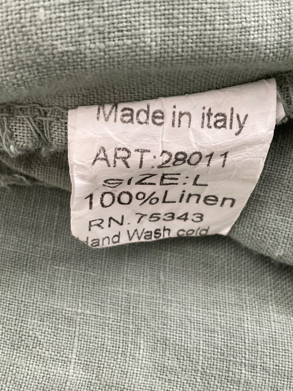 Lungo L'Arno Rosette 100% Linen Dress Sz L Sage Green Modest Coastal Mori Kei - Picture 9 of 10